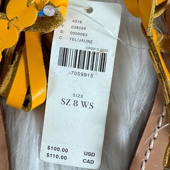 Anthropologie Pilcro Yellow Leather Ankle Tie Up Thong Sandals Sz 8 - Picture 6 of 7